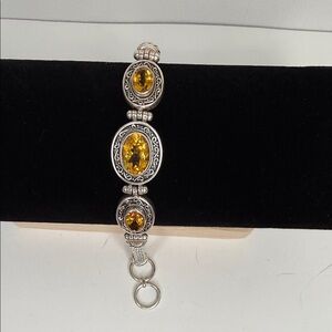 BA Suarti 925 Sterling Silver Amber Toggle Bracelet Indonesia